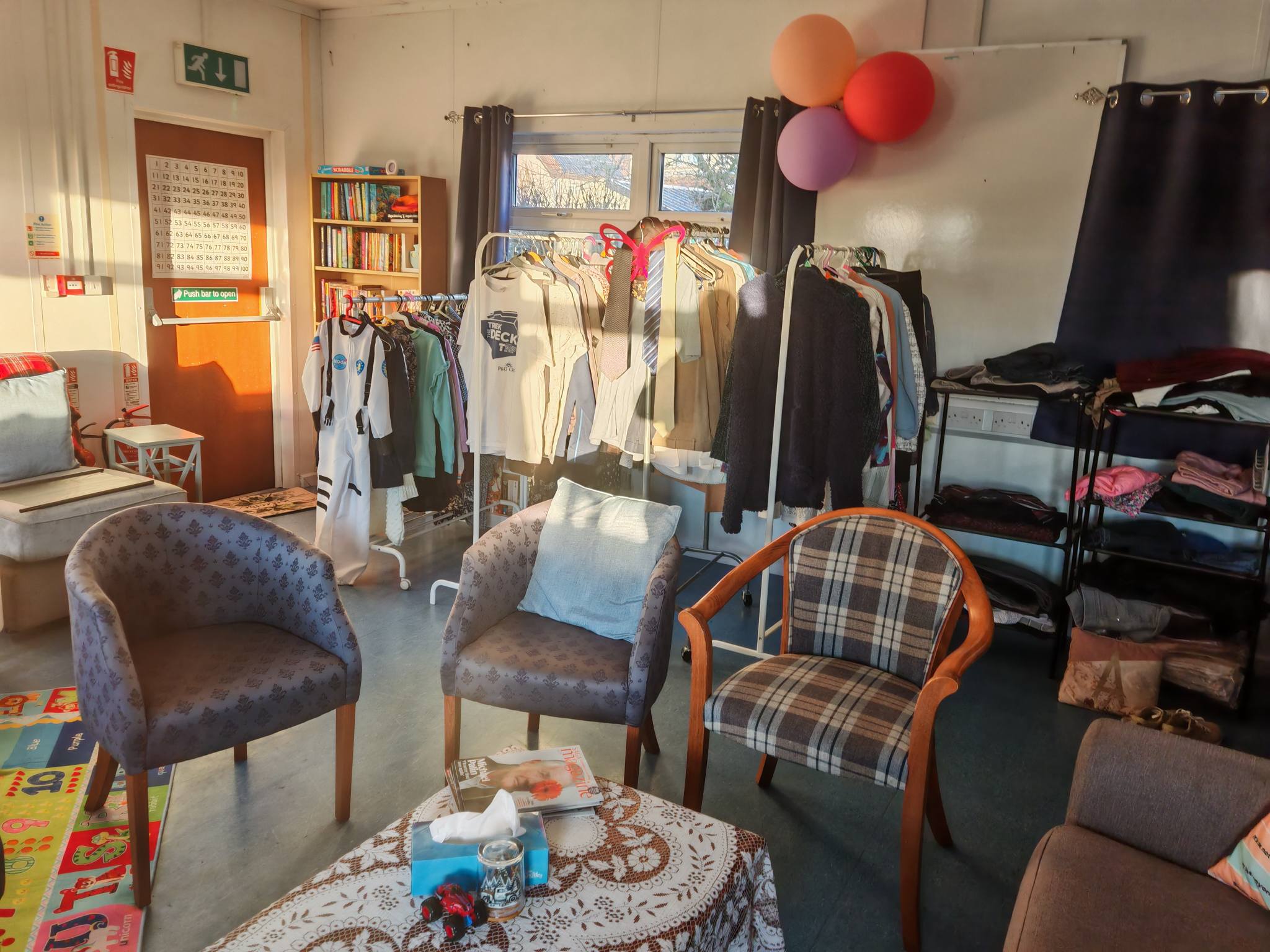 The Lifeline Station showroom with furniture and clothing